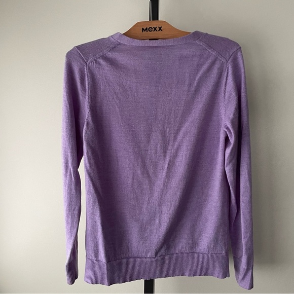 Lord & Taylor 100% Merino Wool Button Down Knit Cardigan Sweater Pastel Purple - Picture 2 of 7